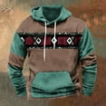 thumbnail image 1 of LEBONYARD Mens Shirts Clearance,Mens Sweatshirts under $10,Men's Retro Printed Top Long Sleeved Hooded Top Hooded Sweatshirt Green L, 1 of 3