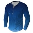 thumbnail image 1 of LEBONYARD Mens Shirts Clearance under $5.00,Mens Hoodies Sweatshirts,Men's Printing Button Casual Long Sleeve Round-Neck Blouses Shirts Blue S, 1 of 4