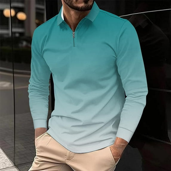 LEBONYARD Mens Shirts Long Sleeve,Men's Lightweight Pullover Hoodie,Men Casual Turn-down Collar Printing Pullover Fitness Sports Long Sleeves T Shirt Blouse Sky Blue XXXL