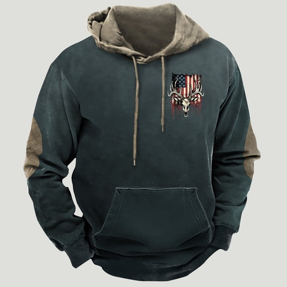 LEBONYARD Mens Shirts Long Sleeve,Mens Sweatshirts under $10,Fashion Men's Casual Comfortable Long Sleeved Hooded Printed Sweatshirt Army Green XL