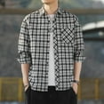 thumbnail image 1 of LEBONYARD Mens T-Shirts Graphic Tees,Mens Lined Flannel Shirts Jackets,Men Casual Printing Pocket Long Sleeve Turndown Collar Blouse Shirt Black XL, 1 of 3