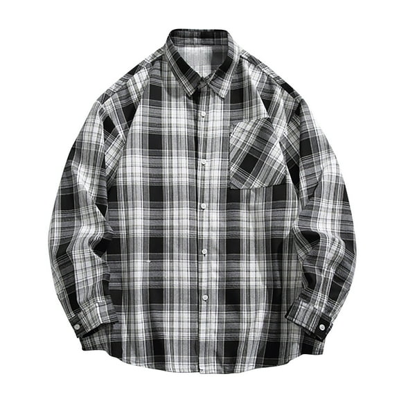 LEBONYARD Mens T-Shirts Long Sleeve Button Down,Mens Clearance Clothing under $5,Men Casual Printing Pocket Long Sleeve Turndown Collar Blouse Shirt Black L