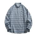 thumbnail image 1 of LEBONYARD Mens T-Shirts Long Sleeve Button Down,Shirt Jackets for Men,Men Casual Printing Pocket Long Sleeve Turndown Collar Blouse Shirt Blue S, 1 of 3