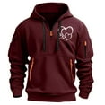 thumbnail image 1 of LEBONYARD Mens Tops Big and Tall,Fashionable Men's Printed Hooded Sweatshirt with Zipper and Multiple Pockets Pullover Sweatshirt Wine L, 1 of 1