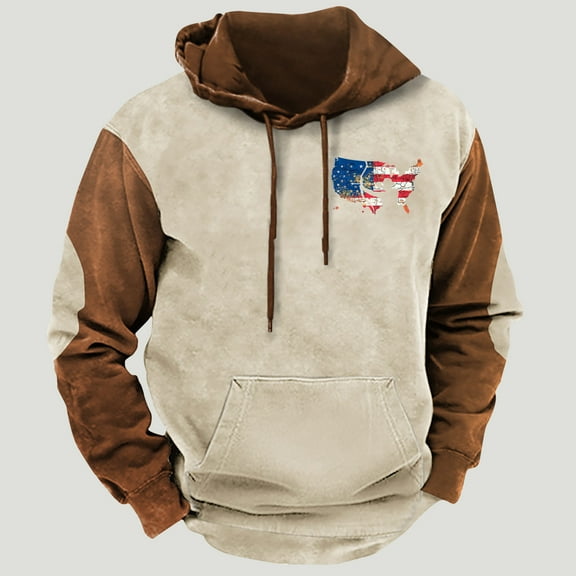 LEBONYARD Mens Tops,Men's & Big Men's Lightweight Pullover Shirt Hoodie,Fashion Men's Casual Comfortable Long Sleeved Hooded Printed Sweatshirt Beige L