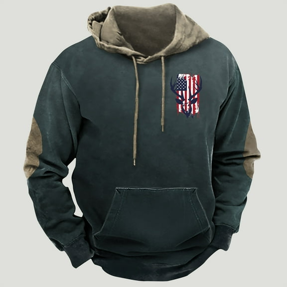 LEBONYARD Mens Tops,Mens Hoodies Sweatshirts,Fashion Men's Casual Comfortable Long Sleeved Hooded Printed Sweatshirt Army Green L