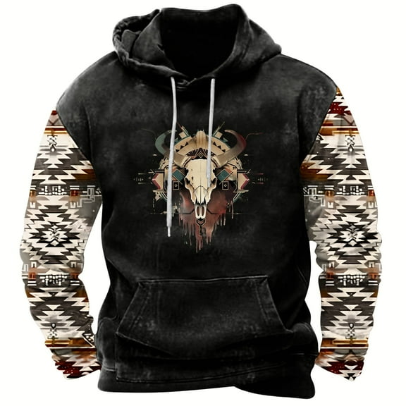 LEBONYARD Men's Henley Shirts Long Sleeve,Men's & Big Men's Lightweight Pullover Shirt Hoodie,Men's Retro Printed Top Long Sleeved Hooded Top Hooded Sweatshirt Black L