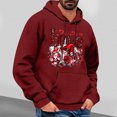 thumbnail image 1 of LEBONYARD Mens Tops Long Sleeve Clearance,Mens Hoodies Pullover Graphic,Men's Valentine's Day Printed Casual Hooded Long Sleeved Sweatshirt Wine XL, 1 of 4