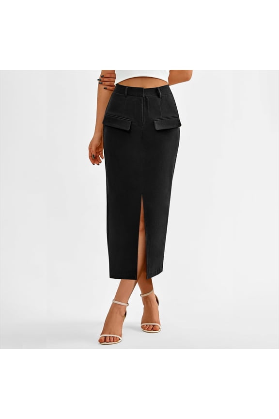 Mini Skirt with Pockets,Ladies Sexy Temperament Office Casual Pocket Slit Bag Hip Skirt Tight Skirt Skirt Black S