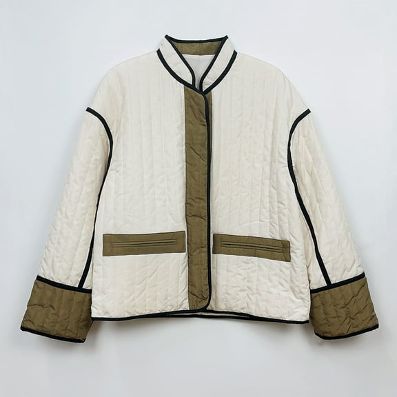 LEBONYARD Overcoats for Women under $10,Women's Fashionable Round Neck Single Breasted Thickened Cotton Jacket with Warm and Plush Jacket Green S