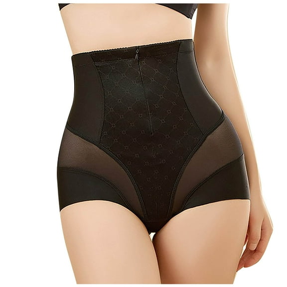 LEBONYARD Panties for Women Plus Size,Women's Zipper Buckle Waist Pants Nylon Underwear Thin Hip Lifting Pants Black M
