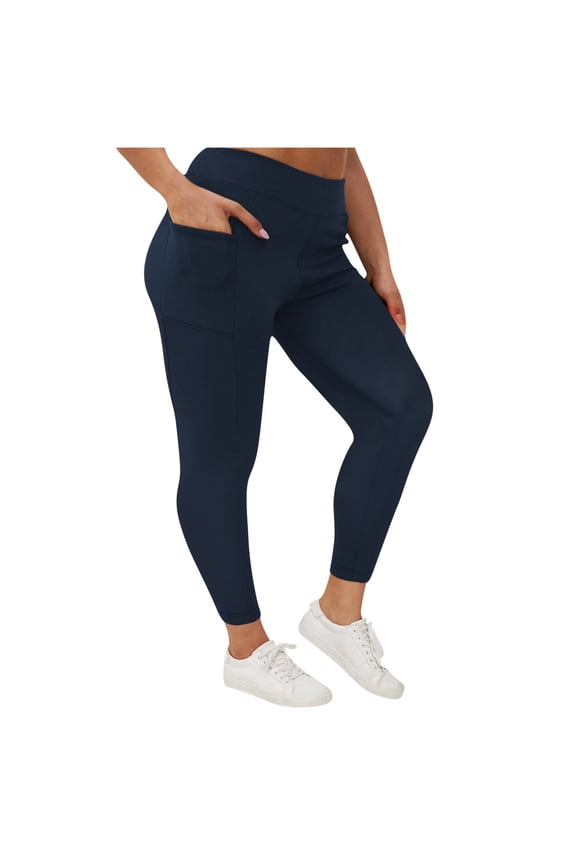 Pants for Women Clearance,Women Plus Plus Velvet High Waist Warm Tight Sports Winter Pocket Tight Elastic Comfortable Yoga Pants Long Pants Navy XXL