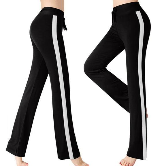 LEBONYARD Pants for Women Flowy Drawstring Waist Wide Leg,Women's Loose High Waist Wide Leg Pants Workout Out Leggings Casual Trousers Yoga Gym Pants Black M