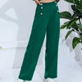 thumbnail image 1 of LEBONYARD Pants for Women Flowy Drawstring Waist Wide Leg,Womens Pants Clearance under $10,Women's Fashionable Solid Color Trendy High Waist Casual Wide Leg Suit Pants Green XL, 1 of 6