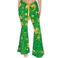 thumbnail image 1 of LEBONYARD Pants for Women Flowy Drawstring Waist Wide Leg,Womens Pants Clearance,Women's St. Patrick's Pants Casual Green Four Leaf Printed Lace-Up Flared Yellow M, 1 of 4