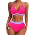thumbnail image 1 of LEBONYARD Plus Size High Waist Bikini Set Two Piece Swimsuits for Women,Women SloidStrappy Black Set Two Piece Swimsuits Swimdress Swimwear Hot Pink XL, 1 of 5