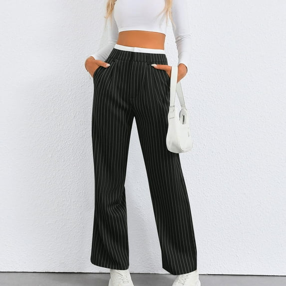 LEBONYARD Plus Size Pants for Women,Women Casual Trousers High Waisted Loose Straight Leg Stylish Suit Pants Army Green XXL