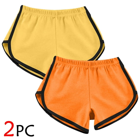 LEBONYARD Plus Size Shorts Clearance $5,2pcWomen Casual Summer Sports Shorts Workout Yoga Shorts Active Shorts Yellow M