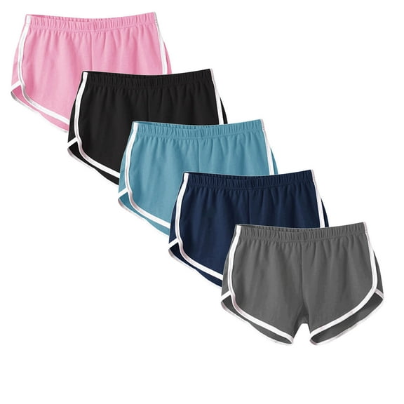 LEBONYARD Plus Size Shorts Clearance $5,Women's Shorts with a Unique and Fun Design,5PC Women’s Elastic Waist Summer Solid Casual Outing Shorts Pants Light Blue M