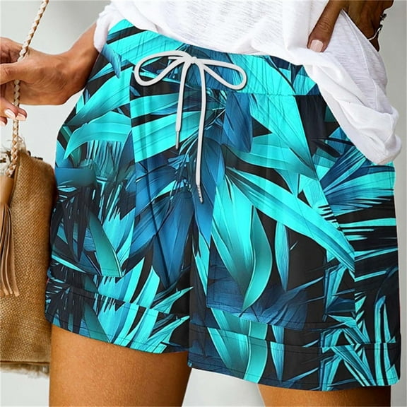 LEBONYARD Plus Size Shorts Clearance for Women,Women's Shorts with Pockets for Convenience,Women's Summer Printed Pocket Bandage Shorts Casual Pants Multicolor M