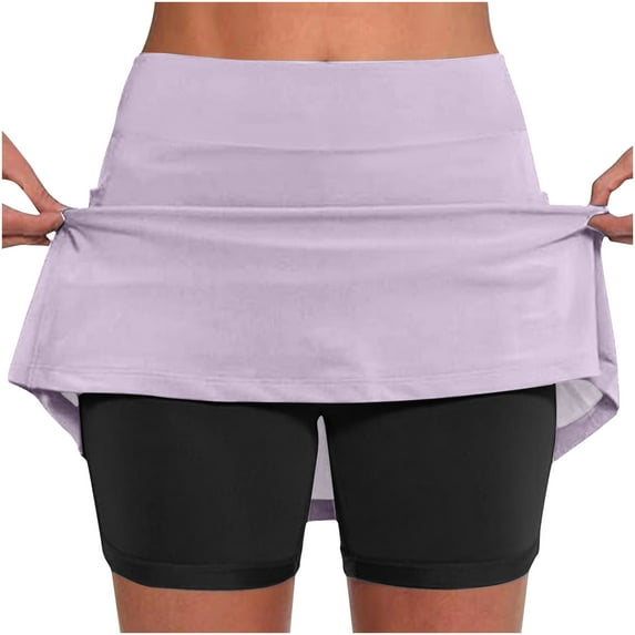 LEBONYARD Plus Size Shorts Clearance,Women's High-Slit Yoga Skirt Shorts,Women's New Color Mid-waist Skirt Pants Sports Shorts Bottoming Skirt Pants Purple XL