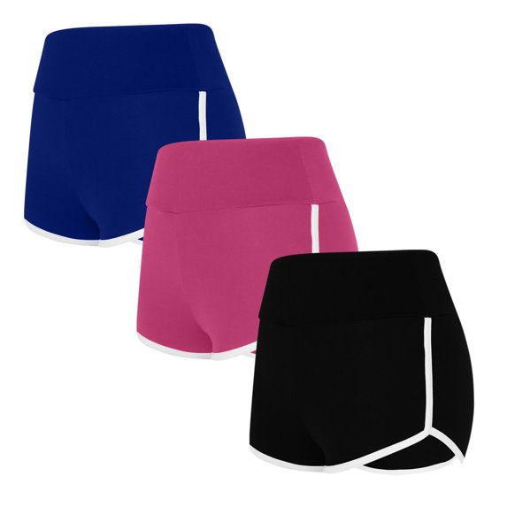 LEBONYARD Plus Size Shorts with Pockets,3PCS Solid Color Shorts for Women Casual Loose Comfy Elastic Waist Yoga Athletic Short Pants Trendy Beach Shorts Multicolor S
