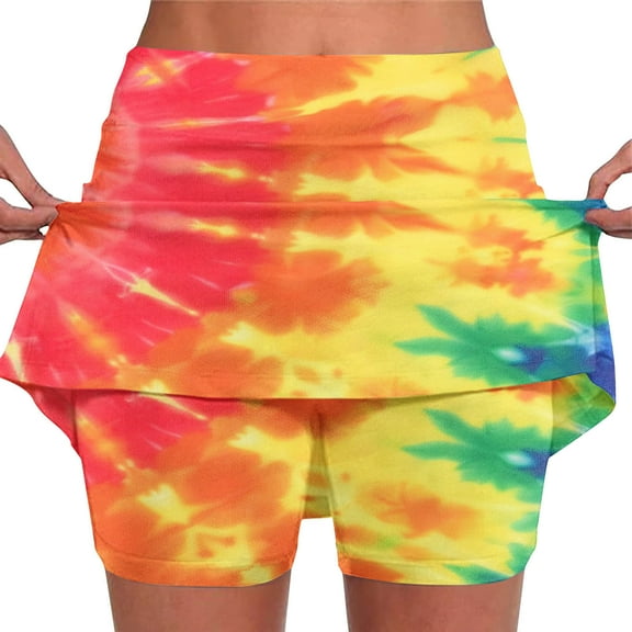 LEBONYARD Plus Size Shorts for Women Clearance,Women's Elastic Waistband Yoga Skirt with Shorts,Women's New Color Mid-waist Skirt Pants Sports Shorts Bottoming Skirt Pants Multicolor XXL
