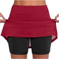 thumbnail image 1 of LEBONYARD Plus Size Shorts for Women Clearance,Women's High-Waist Yoga Skirt with Shorts,Women's New Color Mid-waist Skirt Pants Sports Shorts Bottoming Skirt Pants Red S, 1 of 6