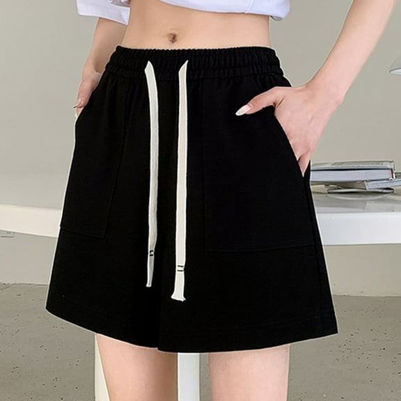 LEBONYARD Plus Size Shorts for Women Pull On,Women's Shorts with a Flattering Fit,Fashion Women Sweat Shorts Summer Casual Loose Solid High Waist Short Pants Black S