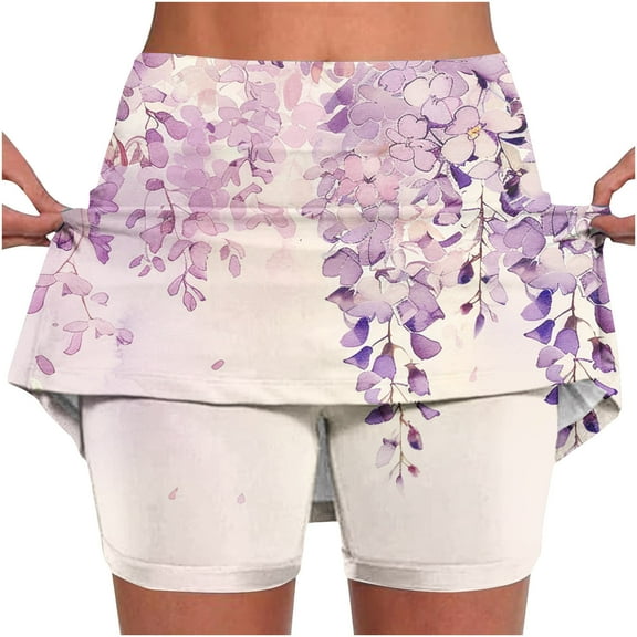 LEBONYARD Plus Size Shorts for Women Clearance,Women's New Color Mid-waist Skirt Pants Sports Casual Shorts Bottoming Skirt Pants Purple L