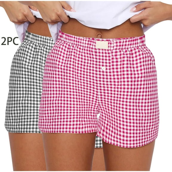 LEBONYARD Plus Size Shorts for Women Pull On,Women Cute Comfortable Elastic Waist Bottom New Fashion Print Casual Short Pants Hot Pink S