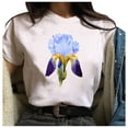 thumbnail image 1 of LEBONYARD Plus Size Tops for Women,Women's Fashion Flowers Print Harajuku Female Round Neck Loose T-shirt White XL, 1 of 9