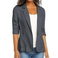 thumbnail image 1 of LEBONYARD Plus Size Women Blazers Clearance,Fashion Women Turn Down Collar 3/4 Sleeve Casual Coat Cardigan Blouse Dark Gray XL, 1 of 6