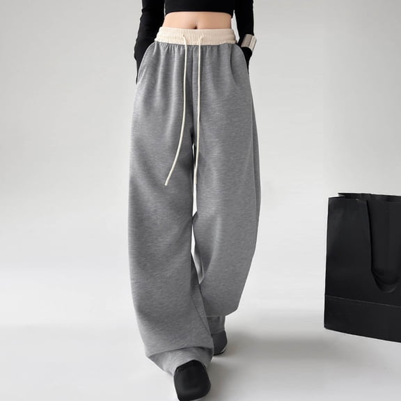 LEBONYARD Plus Size Womens Pants with Pockets,Sweatpants for Women,Women's Mid-waist Pocket Overalls Casual Pants in Spring and Summer Gray S