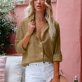 thumbnail image 1 of LEBONYARD Plus Size Womens Shirts,Womens Solid Color Shirt V Neck Loose Blouse Long Sleeve Casual Work Tunic Tops with Pocket Khaki S, 1 of 5