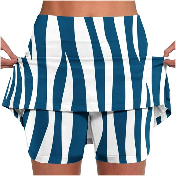 LEBONYARD Plus Size Womens Skorts Skirts for Summer,Women's Stretchy Yoga Skort,Women's New Color Mid-waist Skirt Pants Sports Shorts Bottoming Skirt Pants Blue S