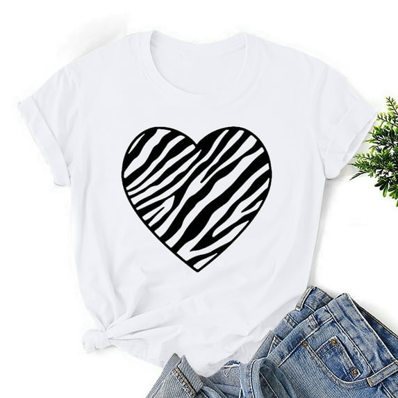 Going Out Tops for Women LEBONYARD Plus Size Womens Tops,Fashion Women LEBONYARD Valentine's Day Print Short Sleeve T-shirt Novelty Graphic Tops White XXXL