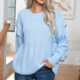 thumbnail image 1 of LEBONYARD Pullover Sweaters for Women,Womens Sweaters Lightweight 2024 Clearance,Women's Shoulder Drop Long Sleeve Round Neck Sweater Fashion Casual Pullover Blue L, 1 of 1