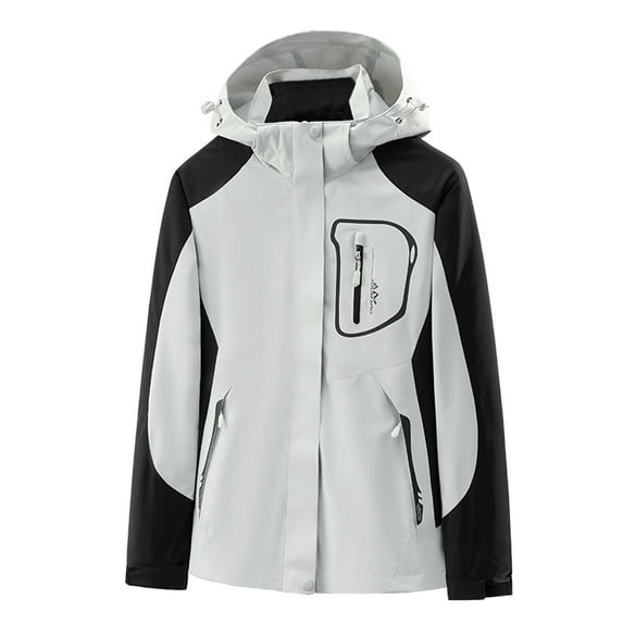 LEBONYARD Raincoats Adult Women&Men,Women Waterproof Jackets Clearance Fashion Casual,Men and Women Couple Style Sprinting Suit Three In One Or Two Outdoor Ski Riding Suit Hooded Warm Coat Gray M