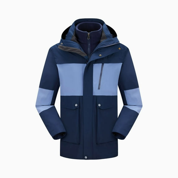 LEBONYARD Raincoats Adult Women,Waterproof Jackets for Women Packable Fashion Deals,Unisex Long-sleeved Hooded Windproof Thickened Outdoor Sports with Pockets Zipper Warm Jacket Dark Blue S
