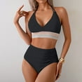 thumbnail image 1 of LEBONYARD Retro High Waist Bikini Set Two Piece Swimwear for Women Vintage Style,Women's Bikini Adjustable Shoulder Strap Split Swimsuit Set Black S, 1 of 7