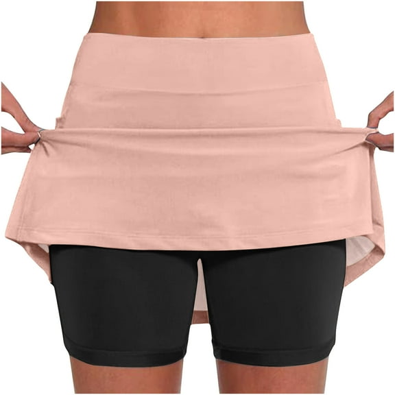 LEBONYARD Shorts Skirt for Women Plus Size,Women's Seam-Free Yoga Skort,Women's New Color Mid-waist Skirt Pants Sports Shorts Bottoming Skirt Pants Pink L