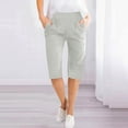 thumbnail image 1 of LEBONYARD Shorts for Women Clearance under $5,Womens Capris with Pockets up to 50% off,Fashion Womens Casual Solid Color Waist Elastic Loose Straight Wide Leg Half Shorts Pants with Pocket White L, 1 of 6