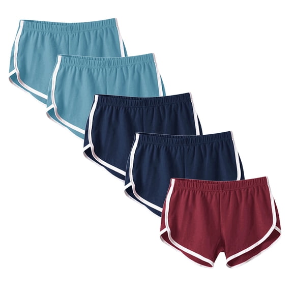 LEBONYARD Shorts for Women Trendy,Women's Shorts for a Fresh and Modern Style,5PC Women’s Elastic Waist Summer Solid Casual Outing Shorts Pants Wine L