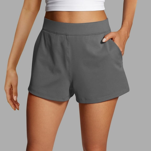 LEBONYARD Shorts for Women Plus Size Clearance,Women Summer Solid Color Shorts Side Zipper with Pockets Gray M