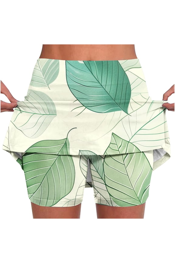 Skorts for Women Dressy Casual,Women's Stretchy Waistband Yoga Skort,Women's New Color Mid-waist Skirt Pants Sports Shorts Bottoming Skirt Pants Green XXXXL