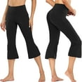 thumbnail image 1 of LEBONYARD Spandex Capri Leggings Womens Plus Size,Leggings for Women new trendy,Women Capris Solid Elastic Waist Pocket Cropped Pants Stretchy Stylish Pants Yoga Sports Flared Pants Black XXL, 1 of 9