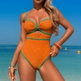 thumbnail image 1 of LEBONYARD Sporty Monokini One-Piece Sleeveless Swimsuit:Active Lifestyle,Women's Solid Color Sling Comfortable Swimsuit Bikini Swimsuit Orange L, 1 of 3