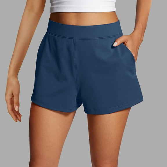 LEBONYARD Stylish Women's Shorts for Warm Weather,Women Summer Solid Color Shorts Side Zipper with Pockets Navy S