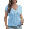 thumbnail image 1 of LEBONYARD Sweater Vest Womens Sleeveless Sweater V Neck,Womens Sweaters Lightweight up to 50% off,Women's V-neck Vest Sweater Women's Vest Outer Wear Inner Wear and Winter New Light Blue M, 1 of 5